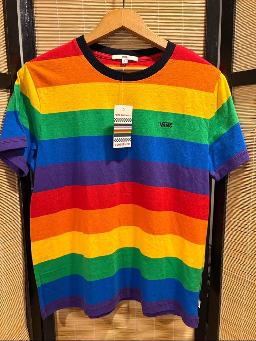Vans Men’s Rainbow Stripe Short Sleeve Tee - Red/Orange/Yellow/Green/Blue/Purple